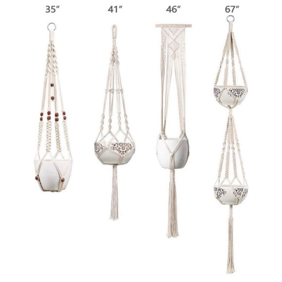 Set of 4 Handmade Bohemian Macrame Plant Hangers - Picture 4 of 4